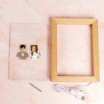 Personalised Wedding Photo LED Acrylic Night Light with Name Date and Wooden Frame Room Decor Birthday Wedding Gift for Newlyweds