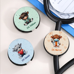 Personalized Cute Highland Cow Stethoscope ID Tag with Text Nurse Week Appreciation Gift for Medical Staff