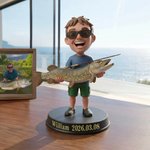 Photo personnalisée à 3D Statue de pêcheur Ornement avec texte Décoration de bureau Anniversaire Fête des pères Cadeau pour papa pêcheur