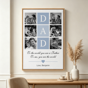 Personalised Photo Canvas Prints with Name Warm Minimalist Wall Displays Father's Day Birthday Gift for Dad Mum Family