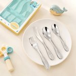 Personalized Engraved Jungle Animal Stainless Steel Cutlery Set with Name Daily Use Christmas Birthday Gift for Kids