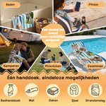 Gepersonaliseerd sneldrogend strandlaken met 6 foto’s en gestreept design voor zomervakantie strandfeest verjaardagscadeau voor familie en vrienden