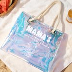 Personalized Cartoon Line Art Transparent Tote Bag with Name Travel Essentials Mother’s Day Birthday Beach Party Gift for Grandma Woman