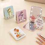 Personalized Character Birth Flower Double-Sided Makeup Mirror with Name and LED Light Mother's Day Birthday Gift for Woman