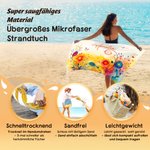 Personalisiertes Strandtuch mit Aquarell-Blumendesign und Namen | schnelltrocknend | Strand Sommer Urlaub Geschenk für Familie Freunde