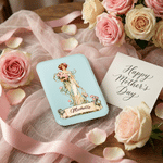 Personalized Character Birth Flower Double-Sided Makeup Mirror with Name and LED Light Mother's Day Birthday Gift for Woman