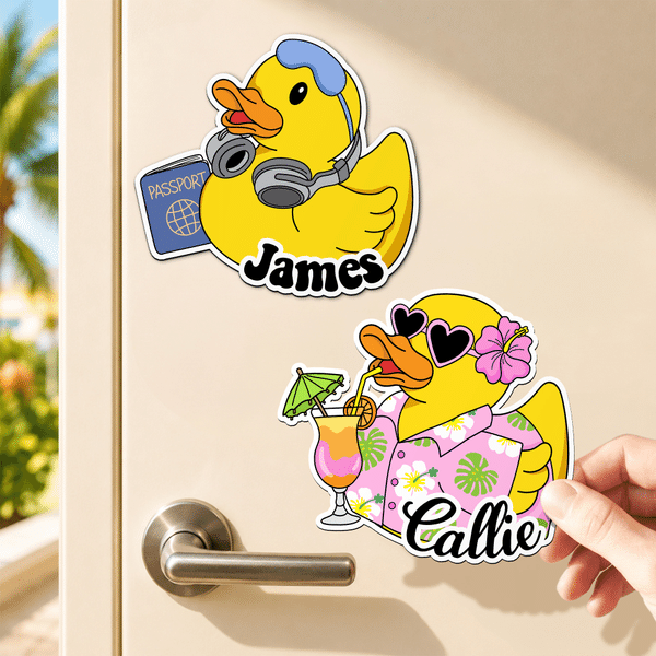 Henkilökohtainen Söpö Cruise Duck Door Magnet nimi Home Decor Syntymäpäivä Summer Travel Holiday lahja perheelle Ystävät