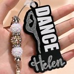 Henkilökohtainen Monivärinen Baletti Pose Dance Bag Tag nimi ja helmiä Kilpailu Accessory Dance Recital Syntymäpäivä Party lahja Ballet Lovers Tytöt