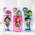 Personalizowana butelka 470 ml z imieniem i postacią ze słomką antyrozlaniem prezent dla chłopców i dziewczynek
