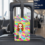 Personalized Cartoon Travel Character Luggage Tag with Name and Text Travel Accessory Birthday Gift for Travel Lovers Best Friends