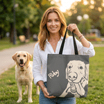 Personalised Pet Photo Portrait Large Capacity Tote Bag with Name and Pocket Travel Birthday Gift for Woman Pet Lover