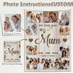 Personalised Soft Flannel Throw Blanket with 10 Family Photos, Custom 1-8 Names, Heartfelt Gift for Mom Grandma Dad