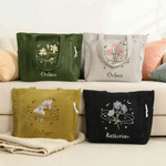 Personalized Star Moon Birth Flower Large Capacity Corduroy Tote Bag with Name Travel Essential Birthday Gift for Office Worker Woman