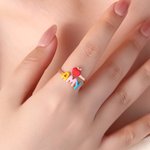 Personalised Multicolour Enamel Apple Sterling Silver Ring with Name Teacher's Day Appreciation Gift for Teachers