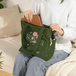 Personalized Star Moon Birth Flower Large Capacity Corduroy Tote Bag with Name Travel Essential Birthday Gift for Office Worker Woman