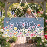 Personalized Birth Flower Natural Stone Slab Garden Sign with Name and Year Garden Decor Mother's Day Birthday Gift for Grandma Mom