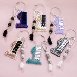 Henkilökohtainen Monivärinen Baletti Pose Dance Bag Tag nimi ja helmiä Kilpailu Accessory Dance Recital Syntymäpäivä Party lahja Ballet Lovers Tytöt