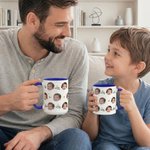 Personalized Cute 1-6 Face Photos 11 oz 15 oz Ceramic Mug with Handle and Text Anniversary Father's Day Gift for Dad Grandfather