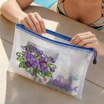 Personalised Birth Flower Transparent Mesh Beach Bag with Name Travel Essential Beach Party Birthday Gift for Women Girls