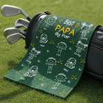 Personalisierte niedliche Stick Abbildung schnell trocken Sport Handtuch mit Namen Vatertag Geburtstag Geschenk für Golfer Golfliebhaber Väter