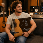 Personalized Guitar Note Soft Throw Pillow Cover with Name Home Music Studio Decor Birthday Gift for Guitar Lover Musician