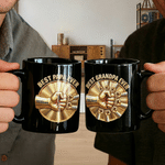 Henkilökohtainen Fist Bump Design Musta 11 oz keraaminen muki, jossa on 1-12 nimeä Isänpäivä Syntymäpäivälahja isälle isoisälle isoisälle