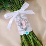 Gepersonaliseerde 1-5 Foto's Vlinder Blauw Edelsteen Boeket Bedel met Tekst Verjaardag Bruids Douche Huwelijkscadeau voor Bruid