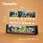 Luz nocturna LED acrílica personalizada con 6 fotos y texto base de madera decoración para el hogar regalo de agradecimiento para entrenador