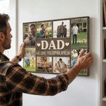 Personalized 8 Family Photos Large Canvas Prints with Text and Name Home Decor Ship from USA Father's Day Gift for Dad Grandpa