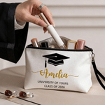 Personalized Graduation Cap Large Tote Bag Portable Makeup Bag with Name and Year Travel Essential Graduation Gift for Graduates