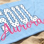 Personlig Polka Dot Title Quick Dry Överdimensionerad strandhandduk med namn Sommarstrandfest Födelsedagspresent för flickor Kvinnor