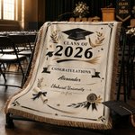 Personalisierte Graduation Cap Tassel weiche Decke mit Namen und Jahr Home Decor Graduation Geschenk für 2026 Absolventen