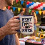 Personalized Best Eagle Dad Ever Stars and Stripes Mug with Name and Coaster Birthday Father's Day American Independence Day Gift for Dad Grandpa