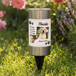 Personalized Pet Photo Solar Garden Light with Name and Text Garden Decoration Memorial Sympathy Gift for Loss of Pet