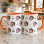 Personalized Cute 1-6 Face Photos 11 oz 15 oz Ceramic Mug with Handle and Text Anniversary Father's Day Gift for Dad Grandfather