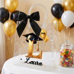 Personalisierte Ballon Grad Kappe anfängliche klare Geschenktüte mit Namen Jahr und Schleife Graduierung Party Gunst für Absolventen