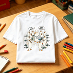 Personalised Funny Seagull Multicolor Soft 100% Cotton T-shirt with Name Teacher's Day Back to School Gift for Teacher