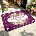 Personalised Retro Floral Design Anti-Slip Doormat with Text Flower Shop Use Birthday Gift for Flower Shop Owner Flower Lover