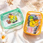 Personalized Yellow Duck Clear Waterproof Makeup Bag with Zipper and Name Beach Party Travel Birthday Gift for Girl