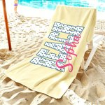Personlig Polka Dot Title Quick Dry Överdimensionerad strandhandduk med namn Sommarstrandfest Födelsedagspresent för flickor Kvinnor