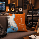Personalized Guitar Note Soft Throw Pillow Cover with Name Home Music Studio Decor Birthday Gift for Guitar Lover Musician