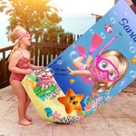Personalizowany szybkoschnący miękki ręcznik plażowy 3D z nurkującym dzieckiem i morskimi zwierzętami z imieniem prezent dla chłopców i dziewczynek