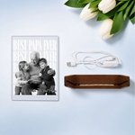 Personalised Photo Title Text Acrylic LED Night Light with Wooden Base Father's Day Birthday Anniversary Gift for Dad Family