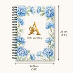 Personlig fødselsblomst Golden Initial Spiral A5 notatbok med tekst Bursdag Morsdagsgave til mamma Venn