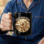 Henkilökohtainen Fist Bump Design Musta 11 oz keraaminen muki, jossa on 1-12 nimeä Isänpäivä Syntymäpäivälahja isälle isoisälle isoisälle