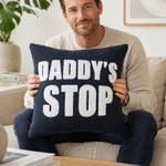 Personalised Multicolour Dad's Stop Pillow Cover with Title Home Decor Birthday Father's Day Gift for Father Friend
