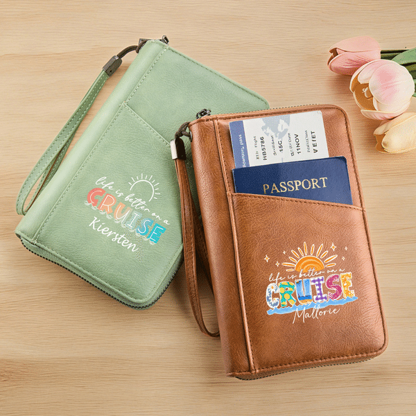 Personalized Life Is Better On A Cruise Portable PU Leather Passport Holder Wallet with Name Travel Essential Birthday Gift for Friend