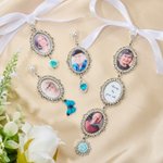 Gepersonaliseerde 1-5 Foto's Vlinder Blauw Edelsteen Boeket Bedel met Tekst Verjaardag Bruids Douche Huwelijkscadeau voor Bruid