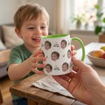 Personalized Cute 1-6 Face Photos 11 oz 15 oz Ceramic Mug with Handle and Text Anniversary Father's Day Gift for Dad Grandfather