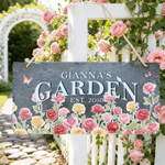 Personalized Birth Flower Natural Stone Slab Garden Sign with Name and Year Garden Decor Mother's Day Birthday Gift for Grandma Mom